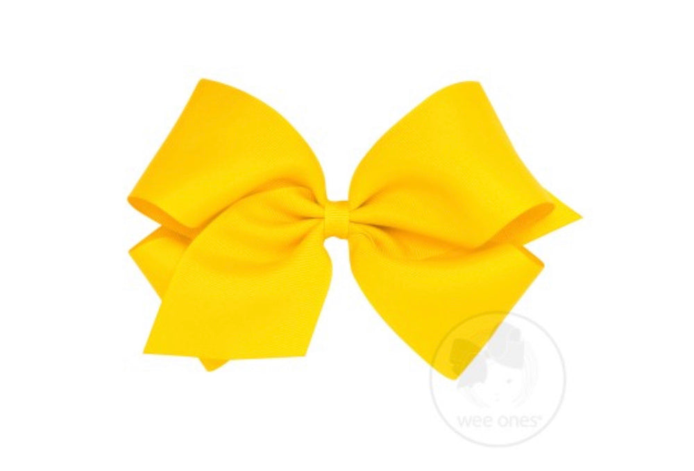 Wee Ones Mini King Grosgain Bow - Yellow