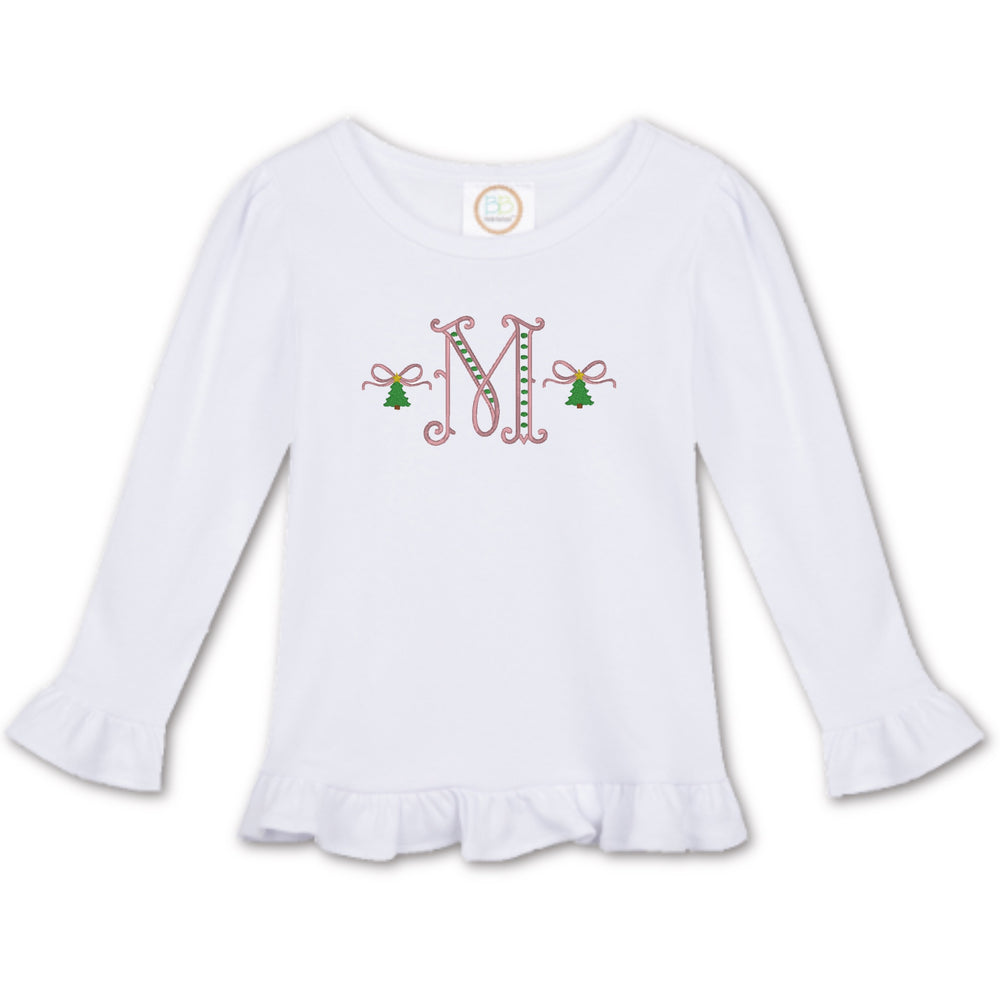 Embroidered Mini Christmas Tree & Initial Shirt