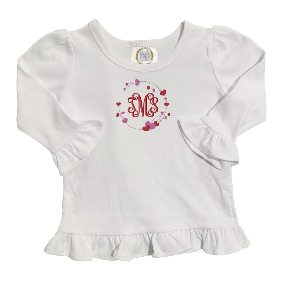 Embroidered Initials with Hearts Shirt