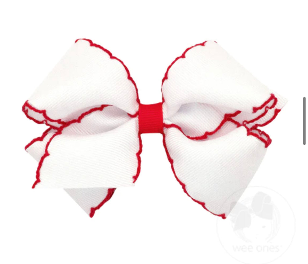 Medium Moonstitch Bow - White/Red