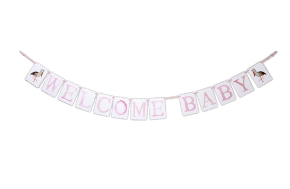 Pink or Blue “Welcome Baby” Banner