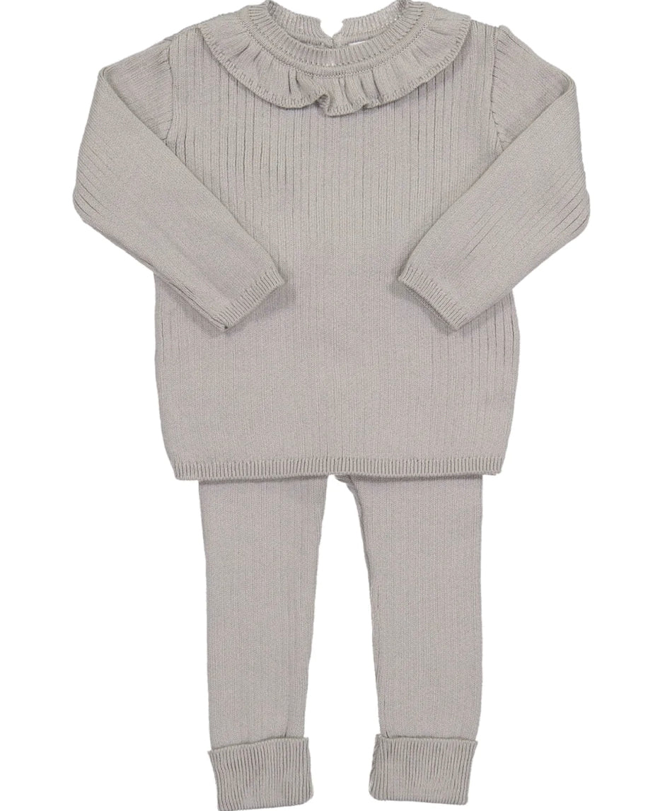 Soft Grey Ribbed Knit Set