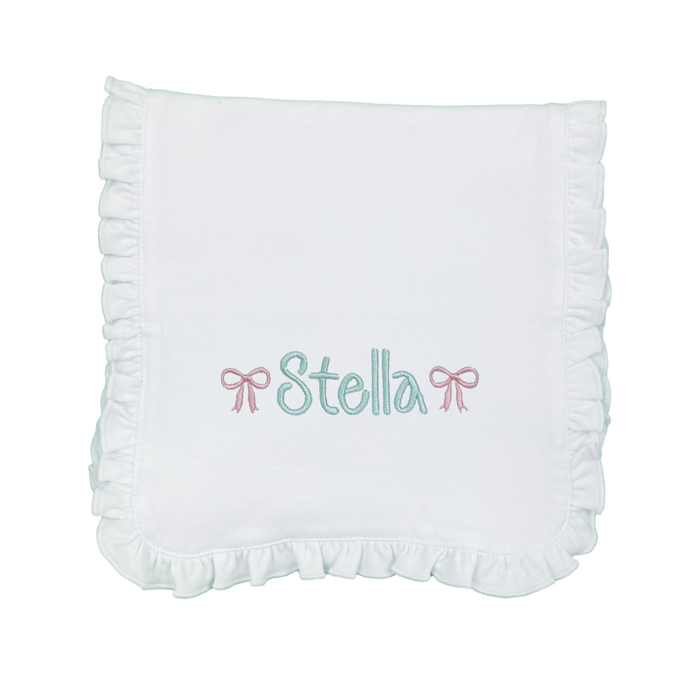 Embroidered Name & Bow Burp Cloth