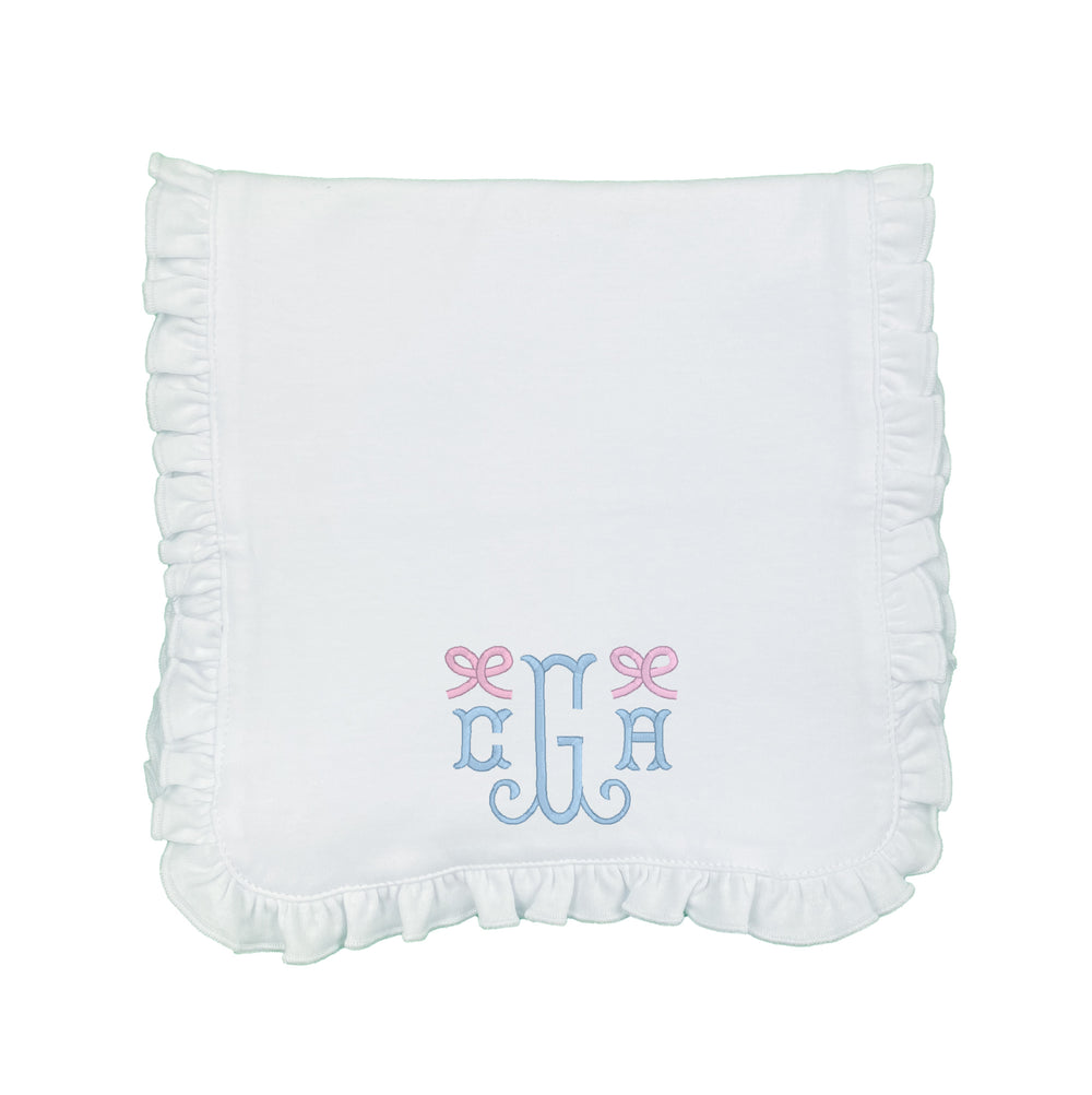 Initials with Mini Bows Embroidered Burp Cloth