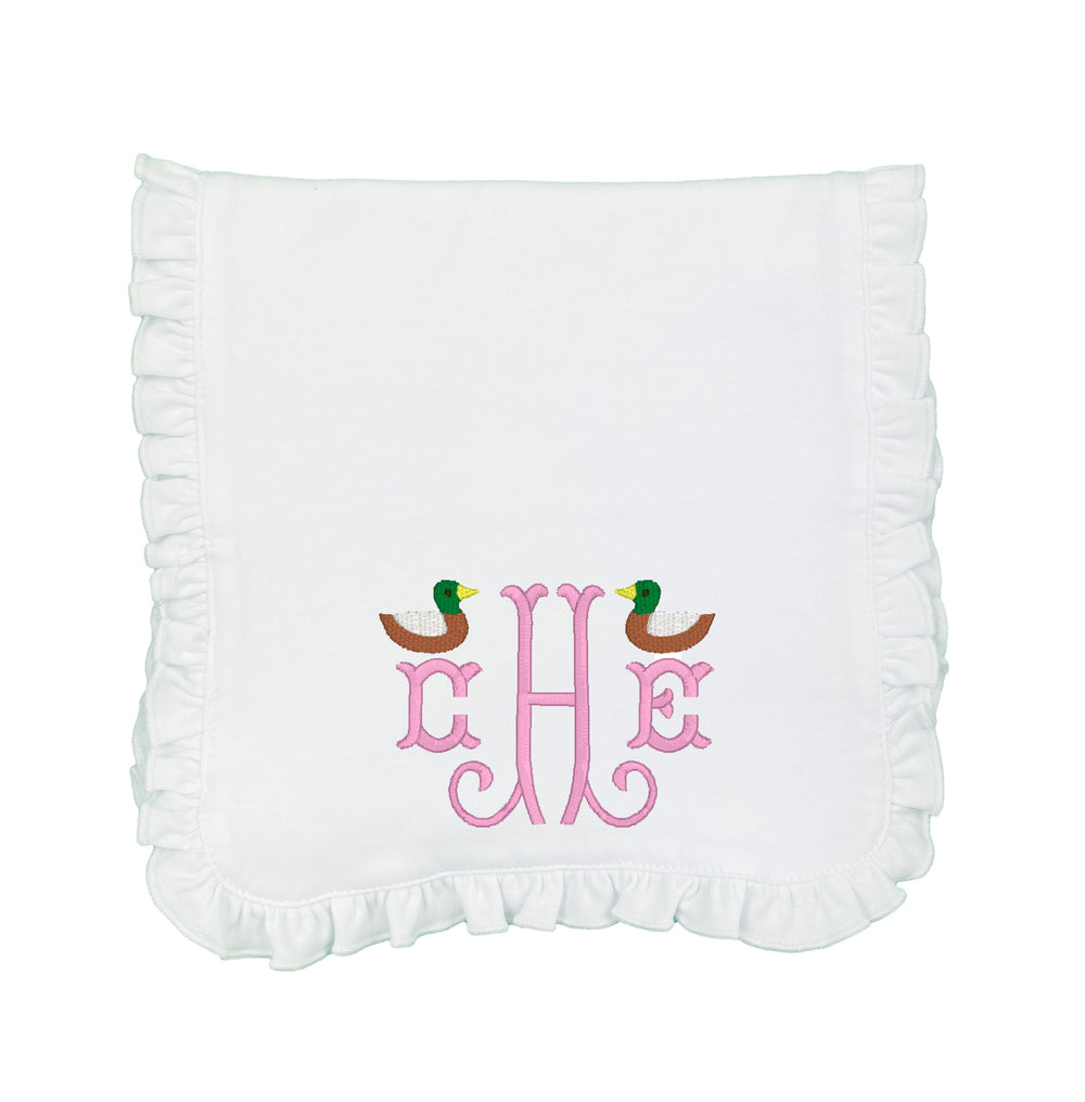 Mallards with Initials Burp Cloth - Pink