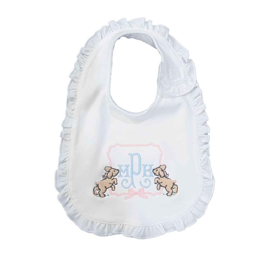 Embroidered Puppy Frame Bib