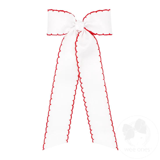 Medium Streamer Style Bow - White/Red