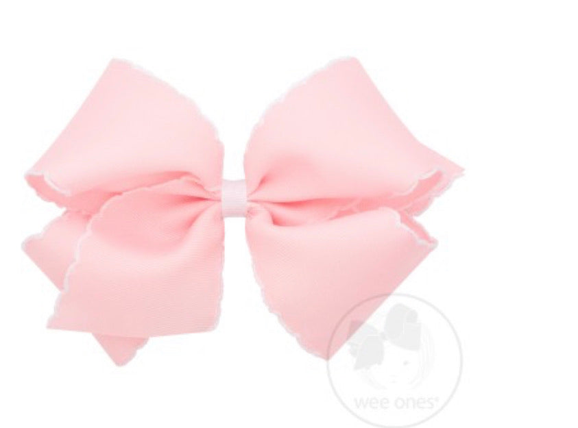 King Moonstitch Bow - Light Pink with White