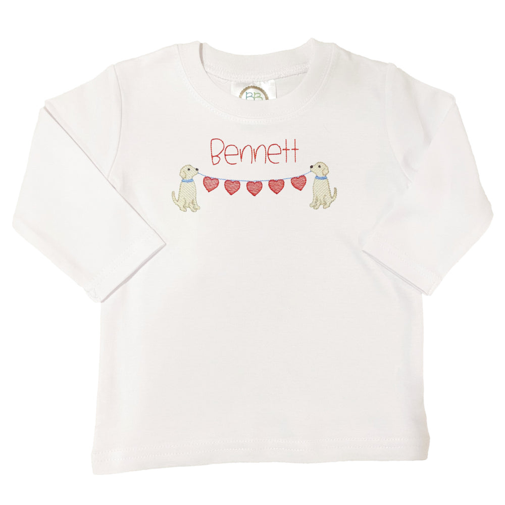 Embroidered Puppies with Hearts Shirt