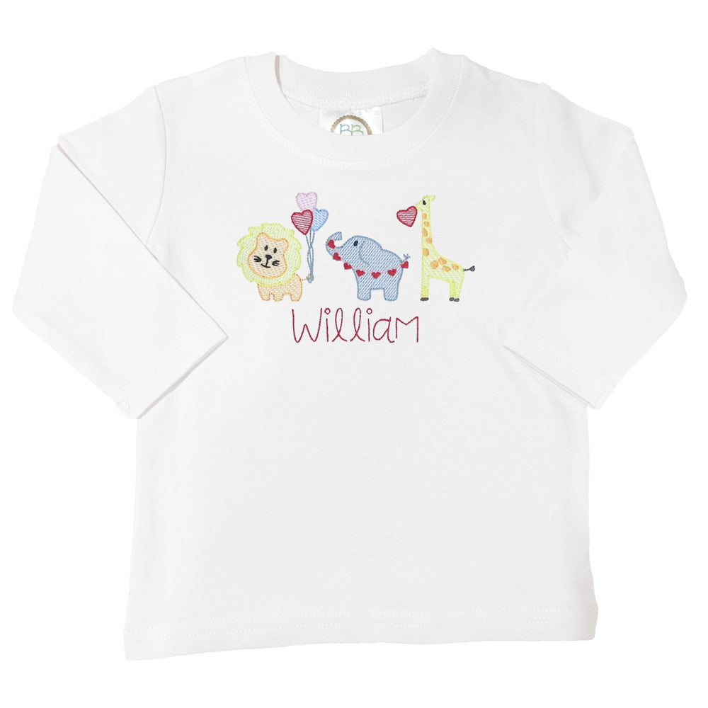 Embroidered Zoo Valentine Shirt