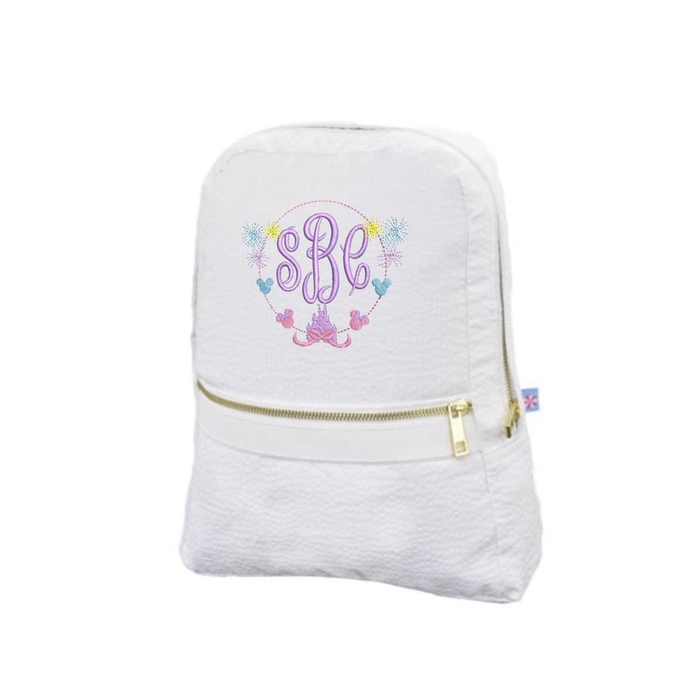 White Seersucker Backpack