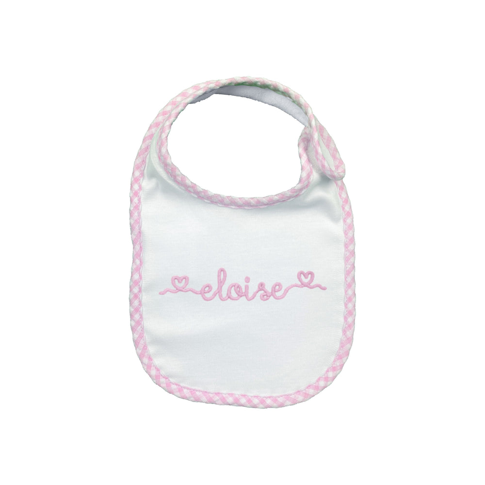 Embroidered Name with Hearts Bib