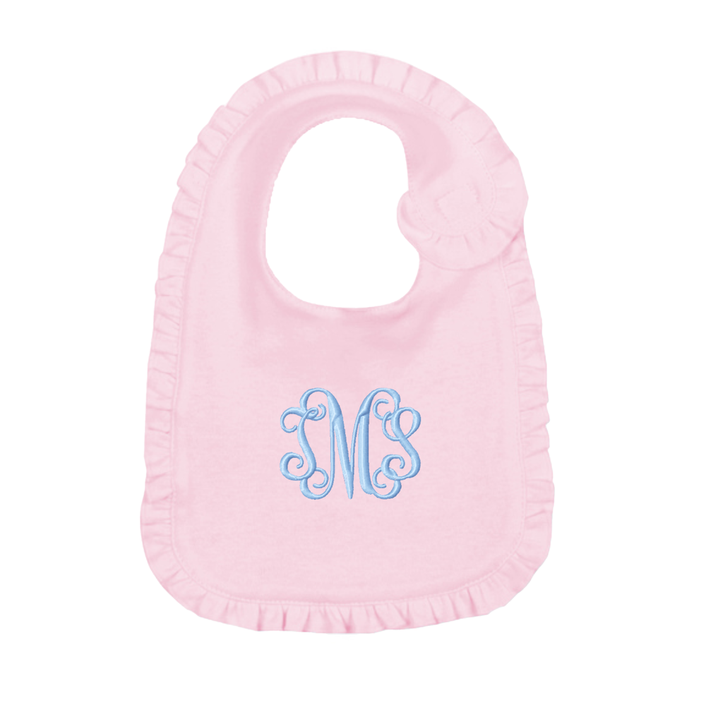 Script Initials Embroidered Bib