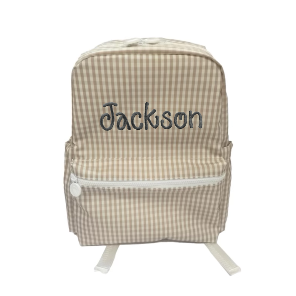 Khaki Gingham Backpack