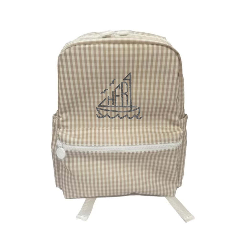 Khaki Gingham Backpack