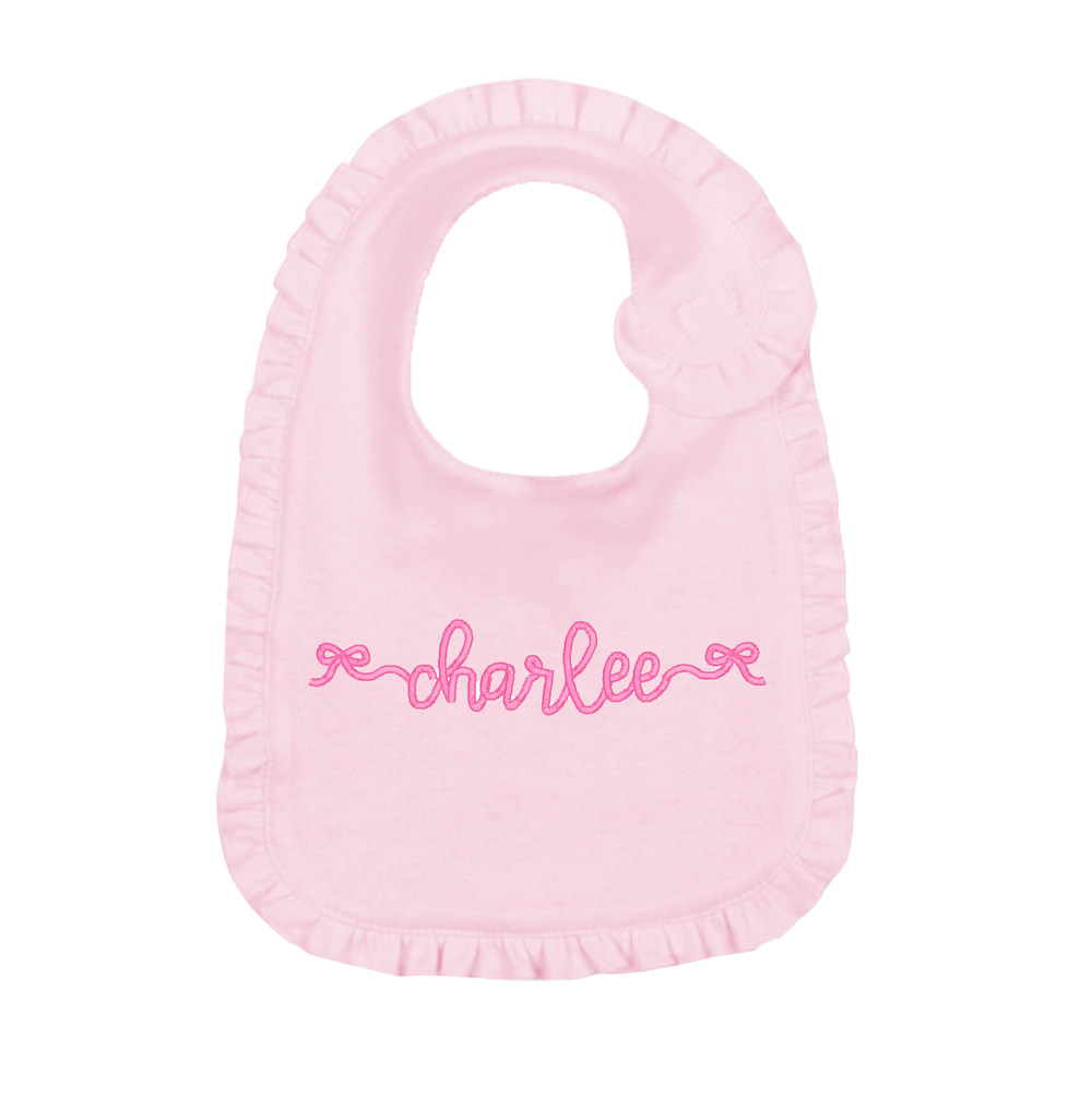 Bows with Name Bib - Pink