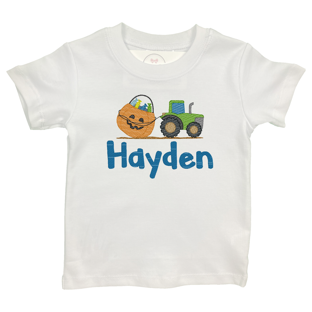 Pumpkin & Tractor Embroidered Shirt