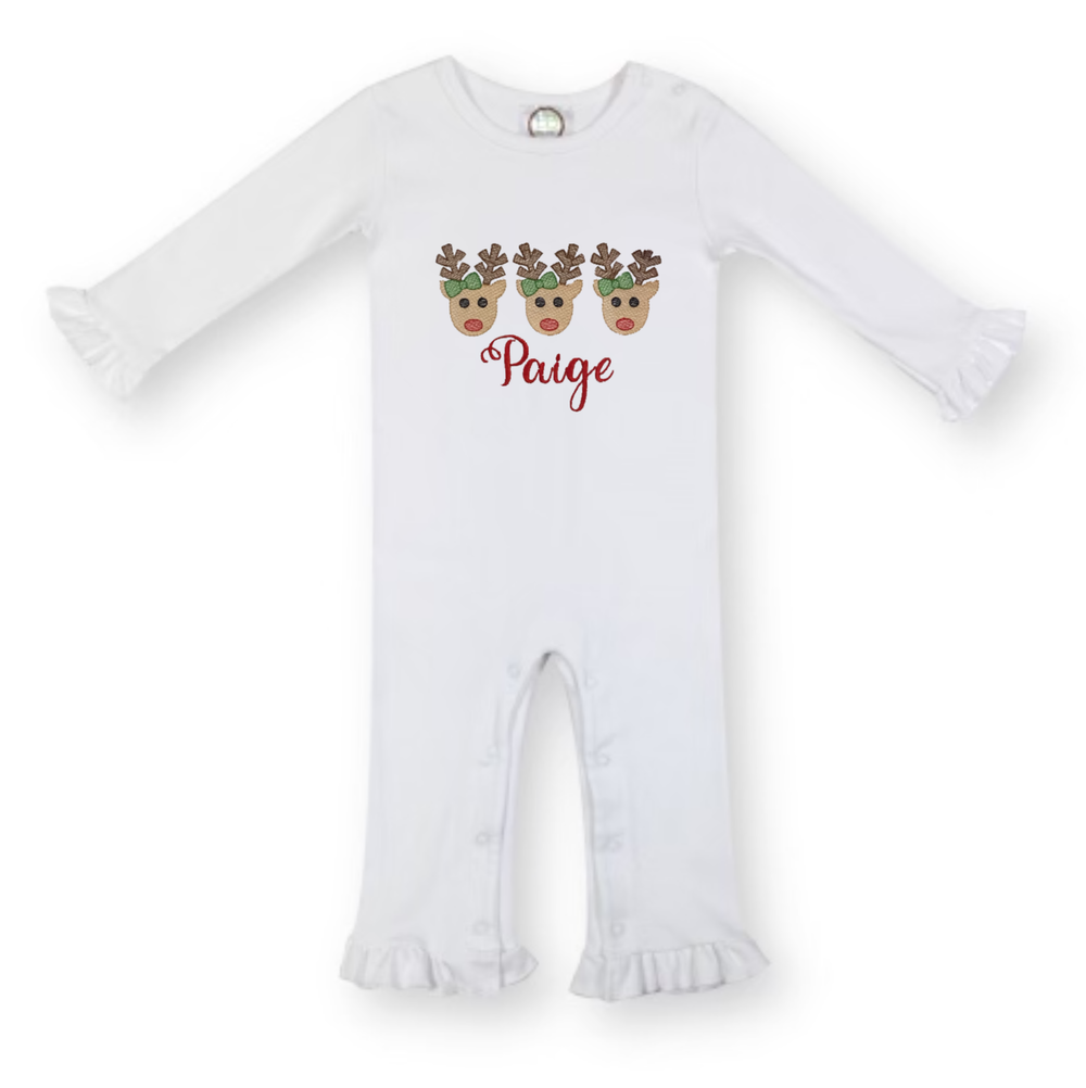 Reindeer Embroidered Romper