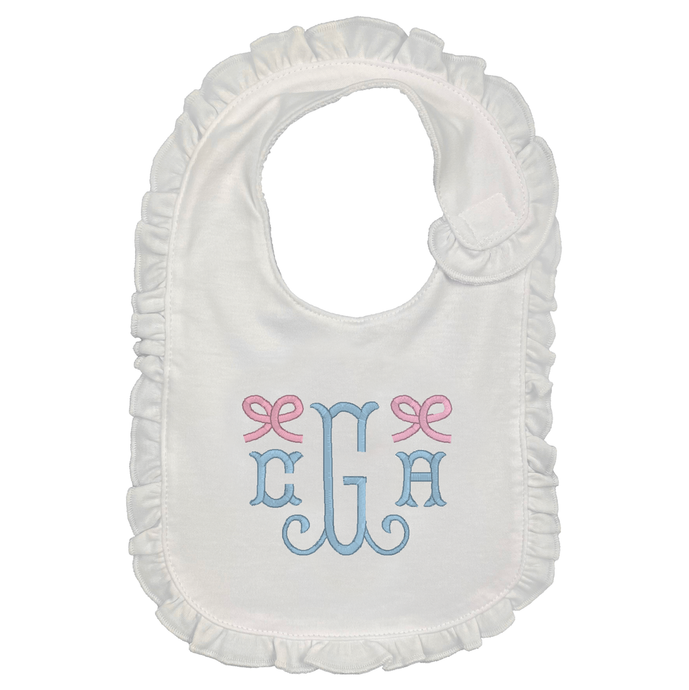 Initials with Mini Bows Embroidered Bib